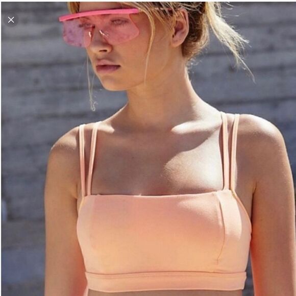 Free people Idris Solid Strappy Bra Peach Horizon Small - Picture 1 of 6